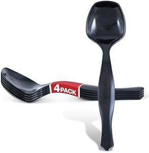 4 Count Disposable Serving Spoons, Black Plastic Serving Spoons for Catering Weddings, Holiday Parties, and More, Large Plastic Serving Utensils for Buffet, Party Spoons, Stock Your Home Stock Your Home