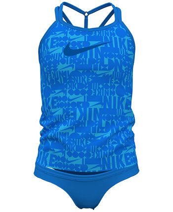 Купальник-танкини в стиле ретро с Т-образной перекрещенной спиной для больших девочек, комплект из 2 предметов Nike
