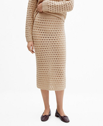 Женская трикотажная юбка с ажурными деталями MANGO