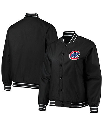 Женская черная куртка Chicago Cubs больших размеров из полиэстера и твила на застежках JH Design
