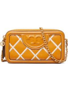 Кожаная мини-сумка с двойной молнией и боковым ремнем, ширина 7 дюймов Tory Burch