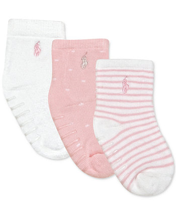 Ralph Lauren Baby Girls, 3 пары мягких носков с круглым вырезом Polo Ralph Lauren