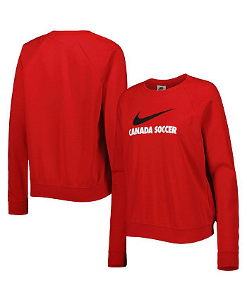 Женская красная толстовка с реглановым пуловером Canada Soccer Lockup Varsity Nike