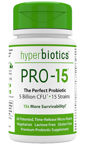 Hyperbiotics PRO-15® Пробиотики -- 5 миллиардов КОЕ - 60 микрогранул пролонгированного действия Hyperbiotics