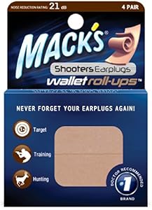 Mack's Shooters Wallet Roll-Ups Ear Plugs, 4 Pair - Soft Foam Earplugs for Hunting, Shooting, Loud Events and Snoring Mack's