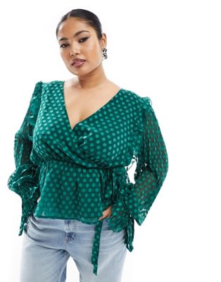 Женская Блузка ASOS Curve с длинным рукавом и текстурой ASOS Curve