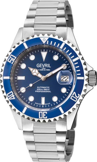 Мужские часы Wall Street с автоматическим браслетом, 43 мм Gevril