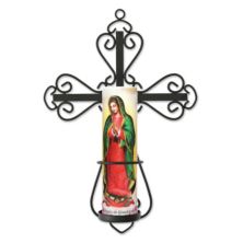 The Saints Collection Cross Wall Sconce & Lady of Guadalupe LED Prayer Candle The Saints Gift Collection