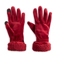 Женские двойные плюшевые перчатки Cuddl Duds® из велюра и манжет из шерпы Cuddl Duds