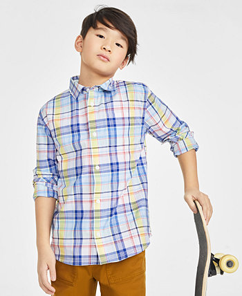 Хлопковая рубашка в клетку с длинными рукавами Big Boys River, созданная для Macy's Epic Threads