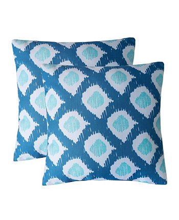 Комплект декоративных подушек с принтом «Синяя сетка», 2 шт., 18 x 18 дюймов OCEAN PACIFIC
