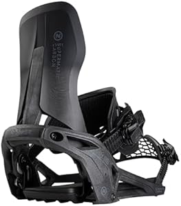 Nidecker Supermatic-Carbon Hybrid Automatic Step-in Snowboard Bindings (Black, Medium) Nidecker