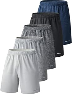 Liberty Imports 5 Pack Men's Quick Dry Athletic Basketball Shorts 9" Inseam with Pockets, Activewear for Workout Gym Running Liberty Imports