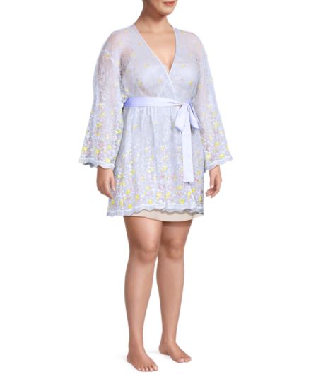 ​Plus Floral Embroidered Lace Robe Rya Collection