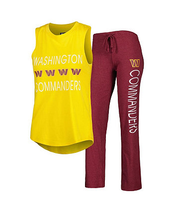 Женская майка и брюки Washington Commanders бордового и золотого цвета для сна Concepts Sport