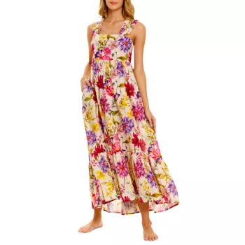 Summer Soirée Mika Wind Floral Cotton Maxi Dress The Lazy Poet