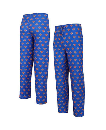 Men's Blue New York Knicks Gauge Allover Print Pants Concepts Sport
