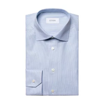 Рубашка из хлопкового тенселя в полоску современного кроя Eton