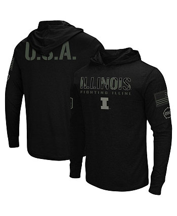 Мужская черная футболка с длинным рукавом с капюшоном Illinois Fighting Illini OHT в стиле милитари Colosseum