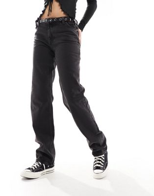 Черные прямые джинсы со средней посадкой Monki Monokomi Monki
