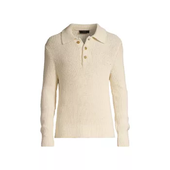 Spring Shaker Ribbed Polo Sweater Vince