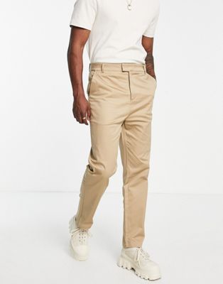 Bando carrot fit tapered suit pants in taupe Bando