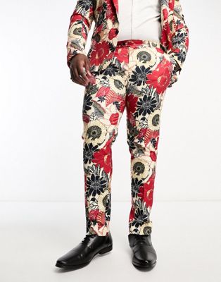 Devils Advocate Plus skinny fit suit pants in floral print Devils Advocate