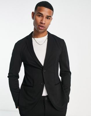 Черный приталенный пиджак и брюки из джерси Jack & Jones Premium Jack & Jones