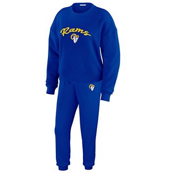 Women's WEAR by Erin Andrews  Cream Los Angeles Rams Knitted Tri-Blend Long Sleeve T-Shirt & Pants Lounge Set WEAR by Erin Andrews