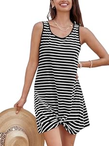 CUPSHE Women's Sleeveless Swimsuit Coverup Waffle Knit Swimwear Beach Cover Ups Twisted Mini Dress Cupshe