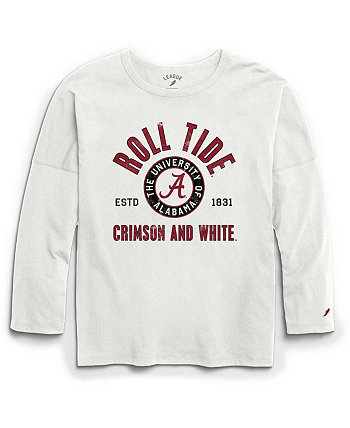 Женская белая рваная футболка большого размера с длинным рукавом Alabama Crimson Tide Clothesline League Collegiate Wear