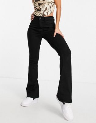 Noisy May Sallie high rise flared jeans in black Noisy May