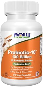 NOW Foods Supplements, Probiotic-10™, 100 Billion, with 10 Probiotic Strains,Dairy, Soy and Gluten Free, Strain Verified, 60 Veg Capsules (Вегетарианские капсулы) NOW Foods