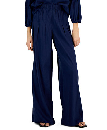 Женские широкие льняные брюки с высокой посадкой и складками, созданные для Macy's INC International Concepts