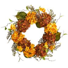 nearly natural 24&#34; Artificial Hydrangea Autumn Wreath NEARLY NATURAL