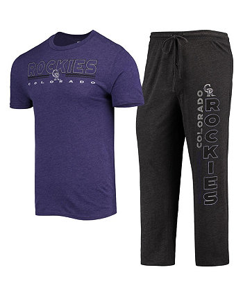 Men's Purple, Black Colorado Rockies Meter T-shirt and Pants Sleep Set Concepts Sport