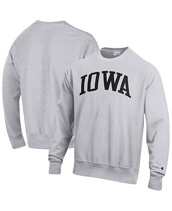 Мужской серый пуловер с принтом Iowa Hawkeyes Arch обратного переплетения Champion