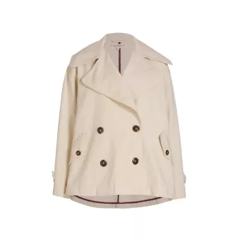 Highlands Double-Breasted Cotton Peacoat Free People