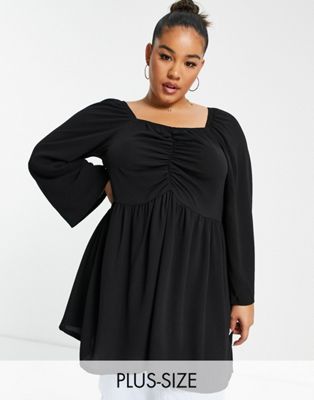 Yours ruched front blouse in black Yours