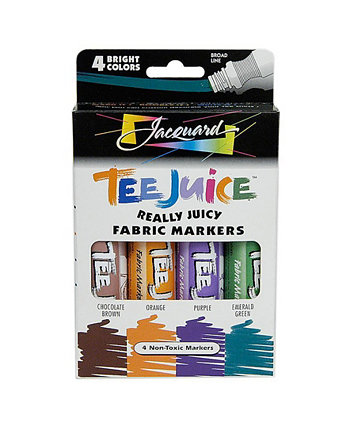 Tee Juice Bright Colors Широкие наконечники Маркер для ткани Набор из 4 цветов Jacquard