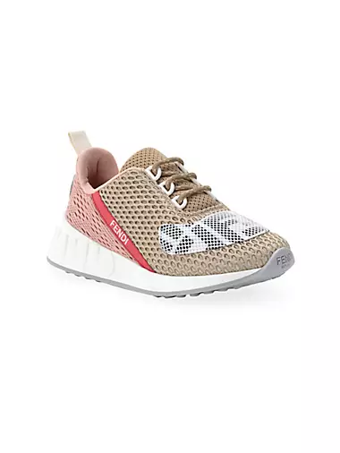 Little Girl's &amp; Girl's FF Logo Print Mesh Sneakers Fendi