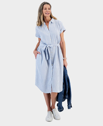 Women's Cotton Gauze Short-Sleeve Shirt Dress, Created for Macy's Style & Co