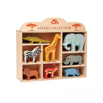 Safari Collection Набор из 8 предметов с изображением животных и усилитель; Полка дисплея Tender Leaf Toys