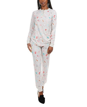 Women's Holiday Getaway Cotton Blend 2 Piece Pajama Set MEMOI