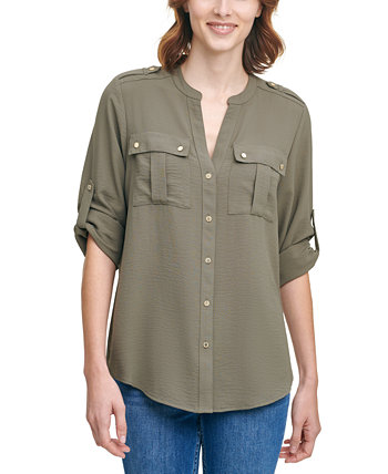 Текстурированная блуза Roll-Tab Calvin Klein