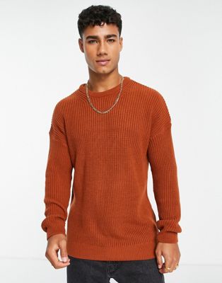 Ржавый вязаный свитер свободного кроя в рыбацком стиле New Look New Look