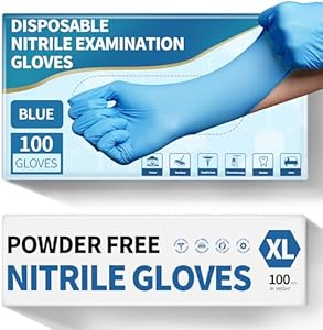 Powder-Free Nitrile Exam Gloves, 4.5 Mil, 100 Count, Blue Food-Safe Disposable Gloves for Medical, Cooking, Cleaning Medguy