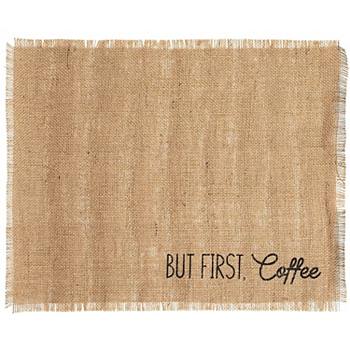 Farmlyn Creek Woven Burlap Placemats, But First, Coffee (17.7 x 13.8 in) Farmlyn Creek