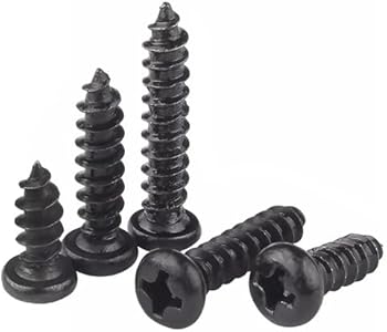 100 Pcs M5 x 12/16/20/30/40mm Phillips Flat Head Self Tapping Wood Screws, Black Carbon Steel, Cross Drive Sheet Metal Screws for Wood, Plastic and Soft Metal, Sharp Point Tip (20 Piececs/each) HanTof