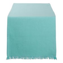 14&#34; x 108&#34; Solid Aqua Blue Fringed Rectangular Table Runner Contemporary Home Living